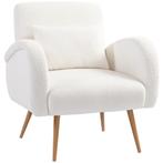 Leesstoel - Leunstoel - Comfortabel - Fleece - Cremewit, Ophalen of Verzenden, Nieuw, Stof, Modern