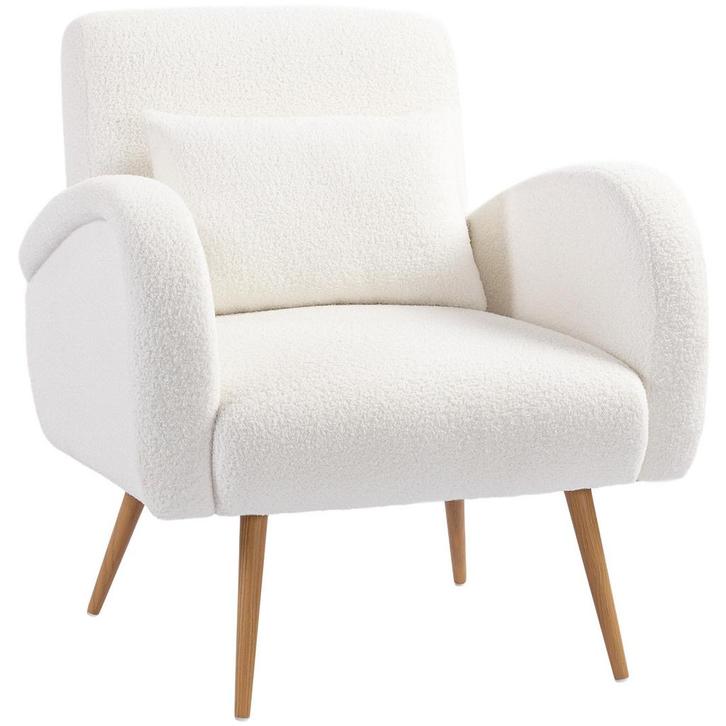 Leesstoel - Leunstoel - Comfortabel - Fleece - Cremewit, Huis en Inrichting, Fauteuils, Nieuw, Stof, Ophalen of Verzenden