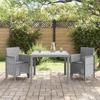 vidaXL Tuin Eettafel Set 3 pcs Lichtgrijs Polt riet, Tuin en Terras, Verzenden, Nieuw
