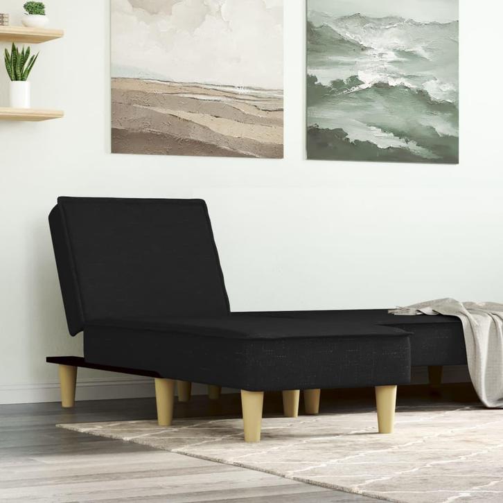 vidaXL Chaise longue stof zwart, Huis en Inrichting, Zetels | Zetels en Chaises Longues, Nieuw, Verzenden