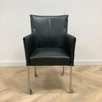 verrijdbare leder vergaderstoel / fauteuil, donker groen -, Gebruikt, Eén