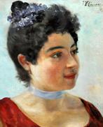 Joan Llaverias Labró (1865-1938) - Retrato femenino, Antiquités & Art, Art | Peinture | Classique