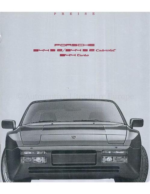 1990 PORSCHE 944 PRIJSLIJST DUITS, Boeken, Auto's | Folders en Tijdschriften