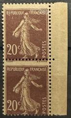 France - 20 c brun Semeuse, rare variété impression recto, Gestempeld