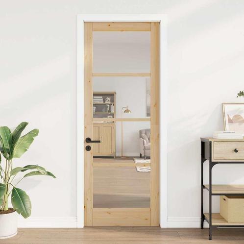 vidaXL Binnendeur met Glas ORKDAL Bruin 78 x 211 cm, Doe-het-zelf en Bouw, Deuren en Vliegenramen, Nieuw, Verzenden