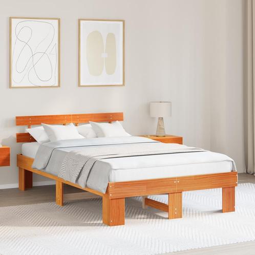 vidaXL Bedframe met hoofdeinde - gewaxte bruine 120x200 cm -, Huis en Inrichting, Slaapkamer | Bedden, Nieuw, Verzenden