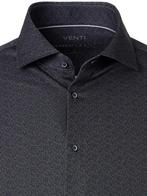 Venti Jerseyflex Overhemd Print Modern Fit Antraciet, Verzenden