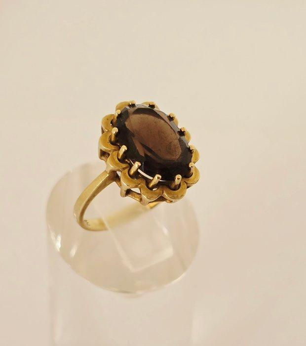 Zonder Minimumprijs - Ring - 8 karaat Geel goud - Rookquartz, Handtassen en Accessoires, Ringen