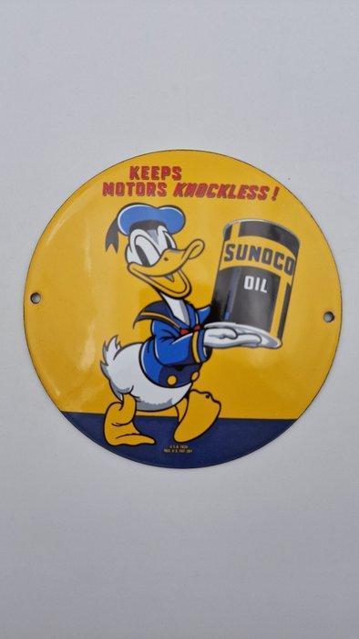 Emaillen bord Sunoco Oil reclame met Donald Duck. - Emaille, Verzamelen, Disney