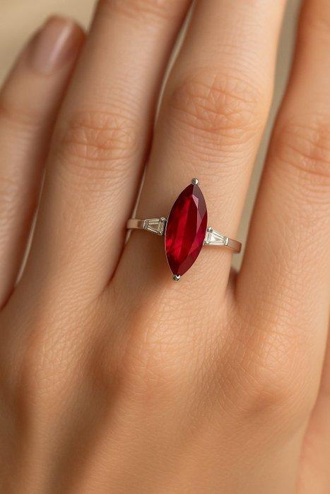 Ring Platina - 3.11ct. tw. Toermalijn - Diamant -, Handtassen en Accessoires, Ringen