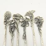 Set van 6 dubbelzijdig bewerkte gebaksvorkjes - W. Visser -, Antiquités & Art, Antiquités | Argent & Or