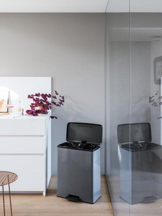 2dekans | CURVER - Vuilnisbak met pedaal, 65 l, grijs,, Huis en Inrichting, Woonaccessoires | Prullenbakken, Ophalen of Verzenden