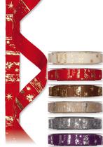 Vilt lint viltband bedrukt met sterren 96 bruin goud 2 cm, Nieuw