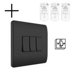 Slimme Draadloze Wandschakelaar | Zwart | RF 433Mhz | 3 knop, Maison & Meubles, Verzenden