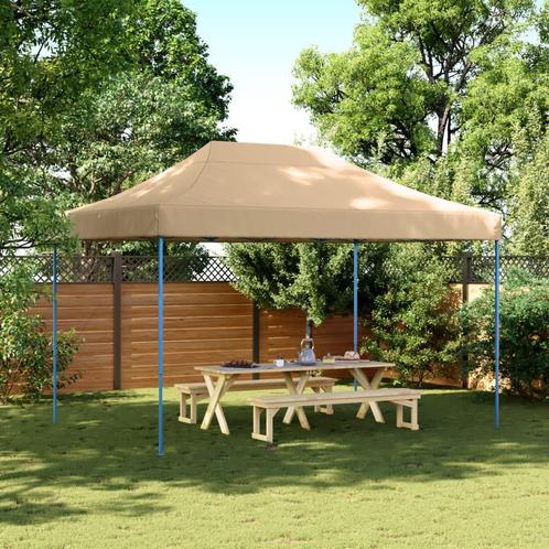 vidaXL Partytent inklapbaar pop-up 410x279x315 cm beige, Tuin en Terras, Partytenten, Nieuw, Verzenden