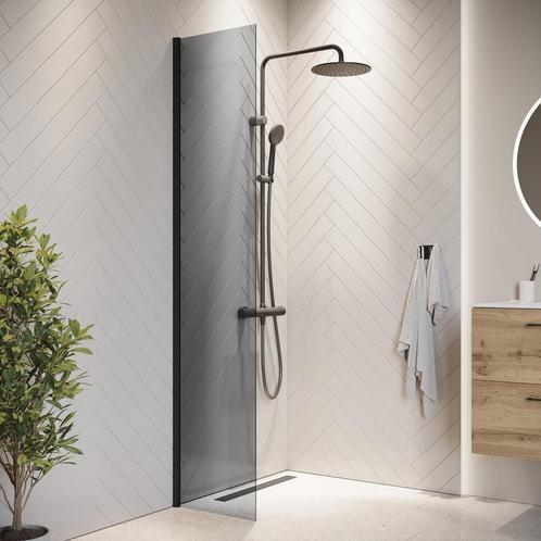 Douchewand Rizani 40 x 200 cm Zwart – Getint Rookglas, Doe-het-zelf en Bouw, Sanitair, Nieuw, Verzenden