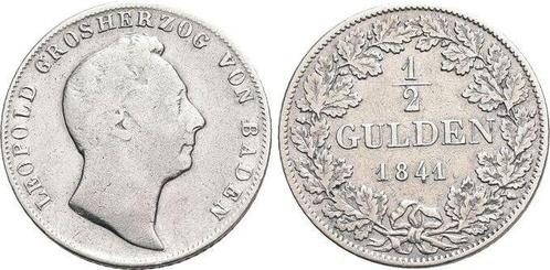 1/2 Gulden 1841 Baden-durlach Leopold 1830-1852, Postzegels en Munten, Munten | Europa | Niet-Euromunten, België, Verzenden