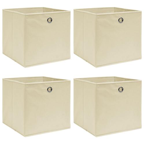 vidaXL Opbergboxen 4 st 32x32x32 cm stof crèmekleurig, Doe-het-zelf en Bouw, Kratten en Dozen, Nieuw, Verzenden