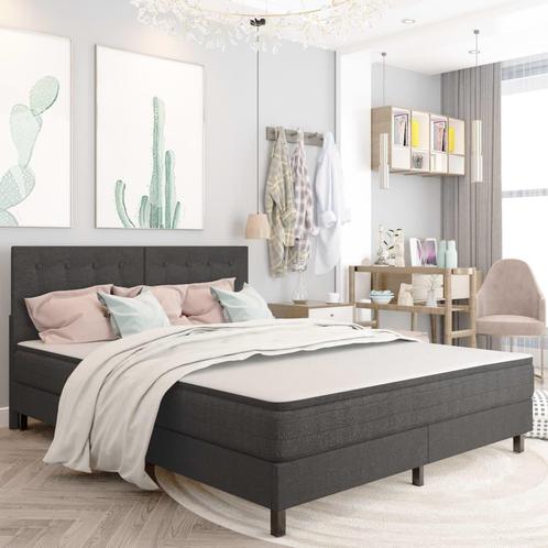 vidaXL Boxspring stof donkergrijs 180x200 cm, Huis en Inrichting, Slaapkamer | Bedden, Nieuw, Verzenden
