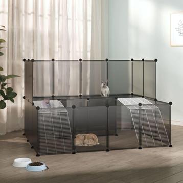 vidaXL Dierenhok klein 143x107x93 polypropeen en staal zwart, Verzenden