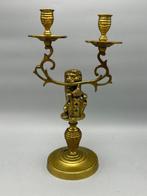 Zware Kandelaar met wapen Amsterdam - Kandelaar - Messing -, Antiek en Kunst