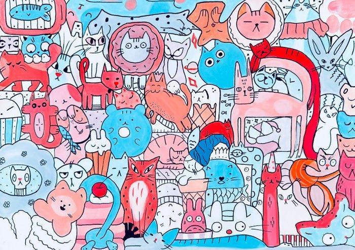 limen - XXL Cat Labyrinth, Antiek en Kunst, Kunst | Schilderijen | Modern