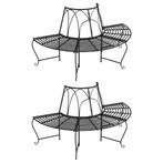 vidaXL Boombanken 2 st halfrond Ø159 cm staal zwart, Tuin en Terras, Verzenden, Nieuw