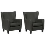 Set van 2 Leren fauteuils Hug - Toledo Antracite, Huis en Inrichting, Nieuw, Ophalen of Verzenden, 75 tot 100 cm, Leer