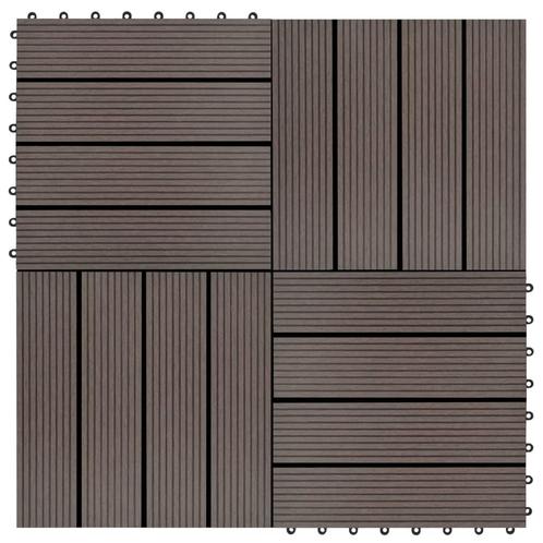 vidaXL 22 st Terrastegels 30x30 cm 2 m² HKC donkerbruin, Doe-het-zelf en Bouw, Vloerdelen en Plavuizen, Nieuw, Verzenden