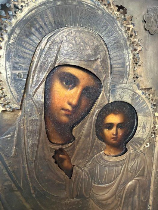 Icoon - Moeder Gods van Kazan - Hout, Zilver, Antiquités & Art, Art | Art non-occidental