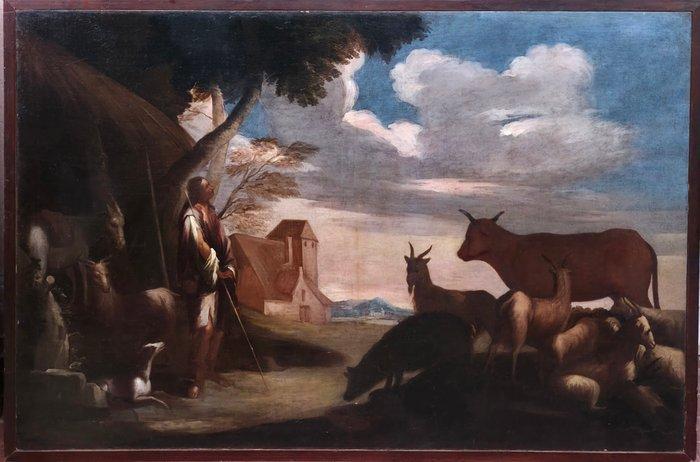 Jacopo da Bassano (1515 - 1592), Seguace - Paesaggio pastore, Antiek en Kunst, Kunst | Schilderijen | Klassiek
