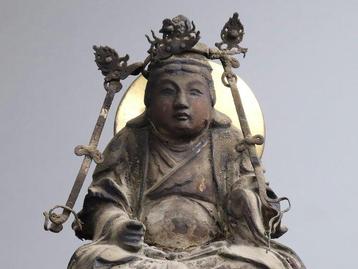 Seated Benzaiten Statue - sculptuur Hout - Japan -