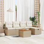 vidaXL 6-delige ligbed set met kussens in beige poly rattan, Verzenden, Nieuw