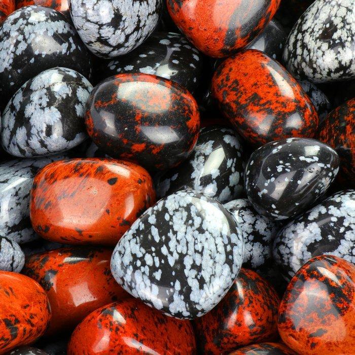 Geen veiling - AAA kwaliteit - Rood & zwart obsidiaan, Verzamelen, Mineralen en Fossielen