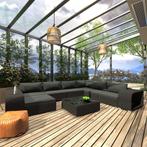 vidaXL 10-delige Loungeset met kussens poly rattan zwart, Tuin en Terras, Verzenden, Nieuw, Loungeset