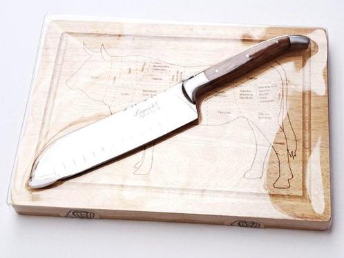 Laguiole - Santoku Knife - with cutting board - Olive Wood -, Antiek en Kunst, Antiek | Keukengerei