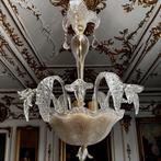 Kroonluchter - Murano-glas, 3 lampen, bloemen en bladeren in