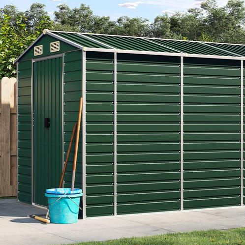 vidaXL Tuinschuur 191x555x198 cm gegalvaniseerd staal groen, Tuin en Terras, Tuinhuizen, Nieuw, Verzenden