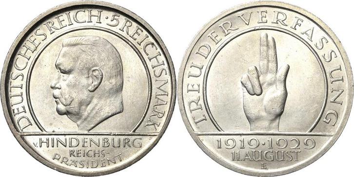 5 Reichsmark 1929 (MuntenenBankbiljetten-Duitslandvanaf1871), Postzegels en Munten, Munten | Europa | Niet-Euromunten, België