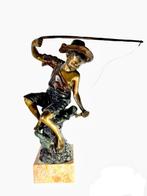 sculptuur, Pêcheur en action - 49 cm - Brons, Antiquités & Art, Antiquités | Céramique & Poterie