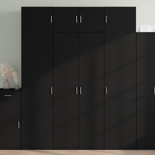 vidaXL Opbergkast 80x42,5x225 cm bewerkt hout zwart, Huis en Inrichting, Kasten | Dressoirs, Nieuw, Verzenden