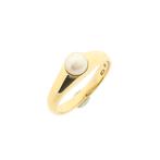 Vintage gouden ring met parel (geelgoud, dames ring), Handtassen en Accessoires, Ringen, Gebruikt, Overige kleuren, Ophalen of Verzenden