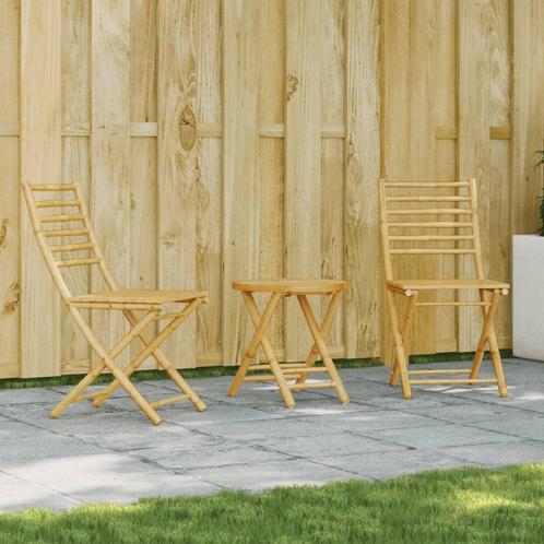 vidaXL 3-delige Bistroset bamboe, Tuin en Terras, Tuinsets en Loungesets, Nieuw, Verzenden