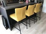 Set van 3 leren barstoelen - geel leer, 1 kruk, Ophalen of Verzenden, Nieuw