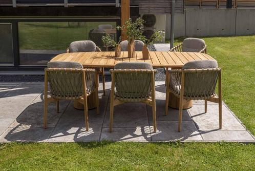 4 Seasons Outdoor Nora tuinset naturel teak met Capri tafel, Tuin en Terras, Tuinsets en Loungesets