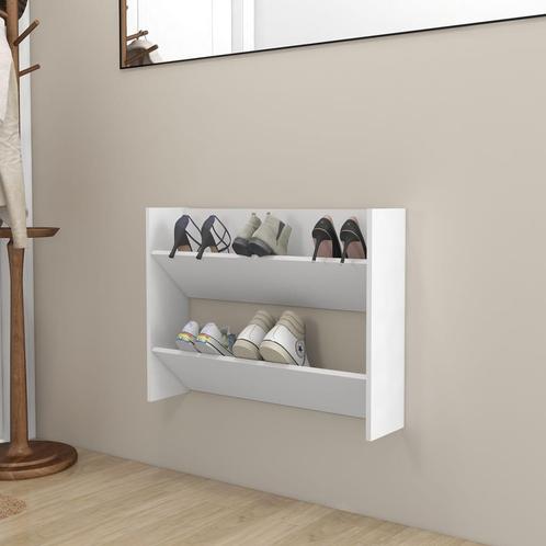 vidaXL Wandschoenenkast 80x18x60 cm bewerkt hout wit, Huis en Inrichting, Kasten | Schoenenkasten, Nieuw, Verzenden