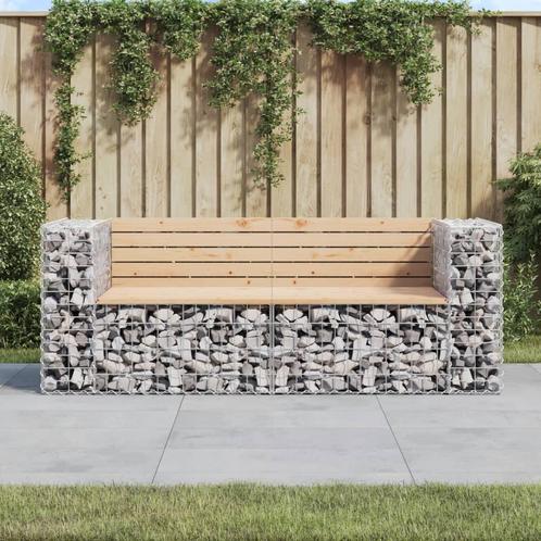 vidaXL Banc de jardin design gabion 184x71x65,5 cm bois, Jardin & Terrasse, Ensembles de jardin, Neuf, Envoi