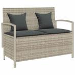 vidaXL Tuinbank met kussen poly rattan lichtgrijs, Verzenden