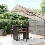 vidaXL Ensemble de bar jardin 5 pcs noir poly rotin/bois, Verzenden, Neuf