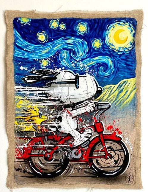 Elisée Skayzoo (1984) - Snoopy towards the starry night, Antiek en Kunst, Kunst | Schilderijen | Modern